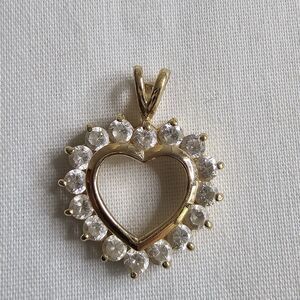 HAN 925 Sterling Silver Vermeil CZ Heart Pendant
